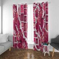 Hawaii Japanese Culture Pink Window Curtain Spring Cranes Aloha Pattern
