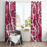 Hawaii Japanese Culture Pink Window Curtain Spring Cranes Aloha Pattern