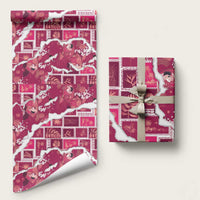 Hawaii Japanese Culture Pink Wrapping Paper Spring Cranes Aloha Pattern