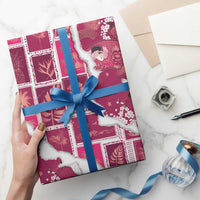 Hawaii Japanese Culture Pink Wrapping Paper Spring Cranes Aloha Pattern