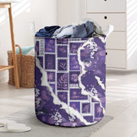 Hawaii Japanese Culture Purple Laundry Basket Spring Cranes Aloha Pattern