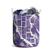 Hawaii Japanese Culture Purple Laundry Basket Spring Cranes Aloha Pattern