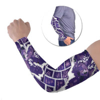 Hawaii Japanese Culture Purple Arm Sleeves Spring Cranes Aloha Pattern