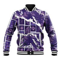 Hawaii Japanese Culture Purple Baseball Jacket Spring Cranes Aloha Pattern