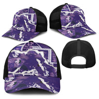 Hawaii Japanese Culture Purple Baseball Net Cap Spring Cranes Aloha Pattern