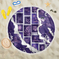 Hawaii Japanese Culture Purple Beach Blanket Spring Cranes Aloha Pattern