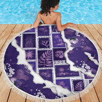 Hawaii Japanese Culture Purple Beach Blanket Spring Cranes Aloha Pattern