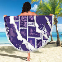 Hawaii Japanese Culture Purple Beach Blanket Spring Cranes Aloha Pattern