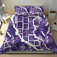 Hawaii Japanese Culture Purple Bedding Set Spring Cranes Aloha Pattern