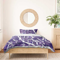 Hawaii Japanese Culture Purple Bedding Set Spring Cranes Aloha Pattern
