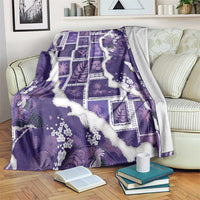 Hawaii Japanese Culture Purple Blanket Spring Cranes Aloha Pattern