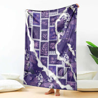 Hawaii Japanese Culture Purple Blanket Spring Cranes Aloha Pattern