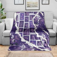 Hawaii Japanese Culture Purple Blanket Spring Cranes Aloha Pattern