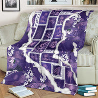 Hawaii Japanese Culture Purple Blanket Spring Cranes Aloha Pattern