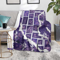 Hawaii Japanese Culture Purple Blanket Spring Cranes Aloha Pattern