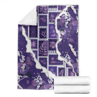 Hawaii Japanese Culture Purple Blanket Spring Cranes Aloha Pattern