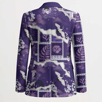 Hawaii Japanese Culture Purple Blazer Spring Cranes Aloha Pattern