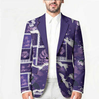 Hawaii Japanese Culture Purple Blazer Spring Cranes Aloha Pattern