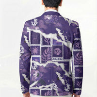 Hawaii Japanese Culture Purple Blazer Spring Cranes Aloha Pattern