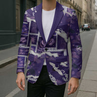 Hawaii Japanese Culture Purple Blazer Spring Cranes Aloha Pattern