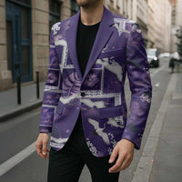 Hawaii Japanese Culture Purple Blazer Spring Cranes Aloha Pattern