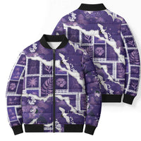 Hawaii Japanese Culture Purple Bomber Puffer Jacket Spring Cranes Aloha Pattern LT01 - Polynesian Pride