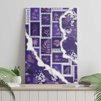 Hawaii Japanese Culture Purple Canvas Wall Art Spring Cranes Aloha Pattern