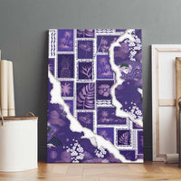 Hawaii Japanese Culture Purple Canvas Wall Art Spring Cranes Aloha Pattern