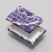 Hawaii Japanese Culture Purple Canvas Wall Art Spring Cranes Aloha Pattern