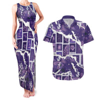 Hawaii Japanese Culture Purple Couples Matching Tank Maxi Dress and Hawaiian Shirt Spring Cranes Aloha Pattern LT01 Purple - Polynesian Pride