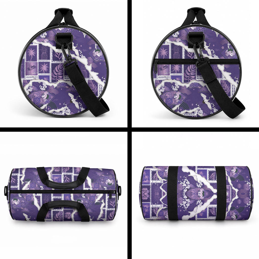 Hawaii Japanese Culture Purple Duffle Bag Spring Cranes Aloha Pattern LT01 - Polynesian Pride
