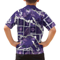 Hawaii Japanese Culture Purple Family Matching Off Shoulder Maxi Dress and Hawaiian Shirt Spring Cranes Aloha Pattern