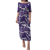 Hawaii Japanese Culture Purple Family Matching Puletasi and Hawaiian Shirt Spring Cranes Aloha Pattern LT01 Mom's Dress Purple - Polynesian Pride