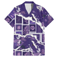 Hawaii Japanese Culture Purple Family Matching Short Sleeve Bodycon Dress and Hawaiian Shirt Spring Cranes Aloha Pattern LT01 Dad's Shirt - Short Sleeve Purple - Polynesian Pride