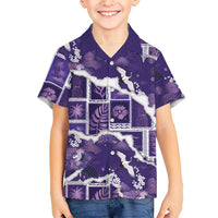 Hawaii Japanese Culture Purple Family Matching Summer Maxi Dress and Hawaiian Shirt Spring Cranes Aloha Pattern