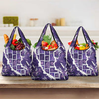 Hawaii Japanese Culture Purple Grocery Bag Spring Cranes Aloha Pattern