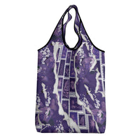 Hawaii Japanese Culture Purple Grocery Bag Spring Cranes Aloha Pattern