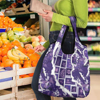 Hawaii Japanese Culture Purple Grocery Bag Spring Cranes Aloha Pattern