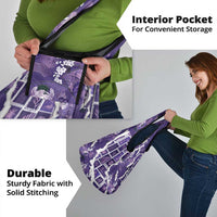 Hawaii Japanese Culture Purple Grocery Bag Spring Cranes Aloha Pattern