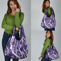 Hawaii Japanese Culture Purple Grocery Bag Spring Cranes Aloha Pattern