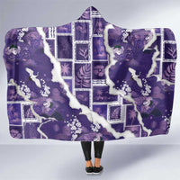Hawaii Japanese Culture Purple Hooded Blanket Spring Cranes Aloha Pattern