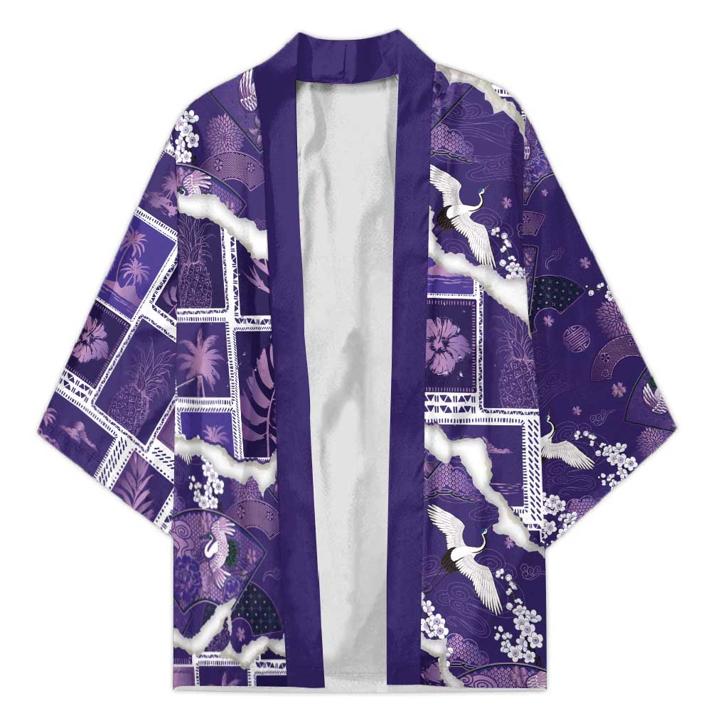 Hawaii Japanese Culture Purple Kimono Spring Cranes Aloha Pattern