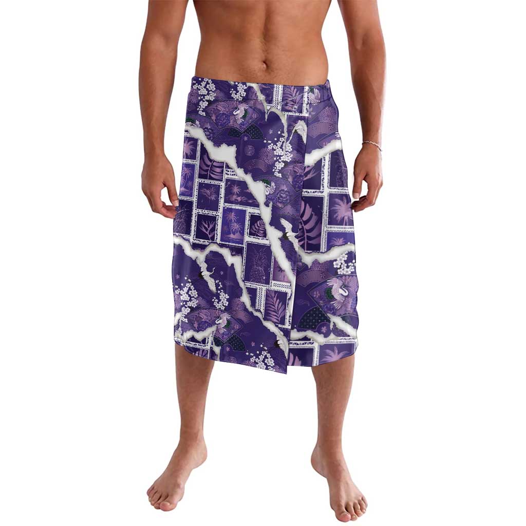 Hawaii Japanese Culture Purple Lavalava Spring Cranes Aloha Pattern