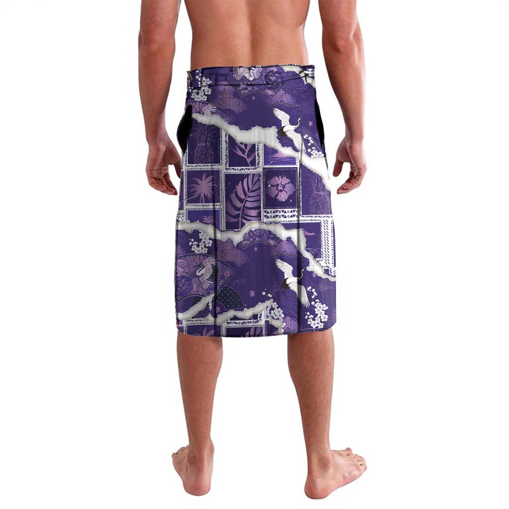 Hawaii Japanese Culture Purple Lavalava Spring Cranes Aloha Pattern