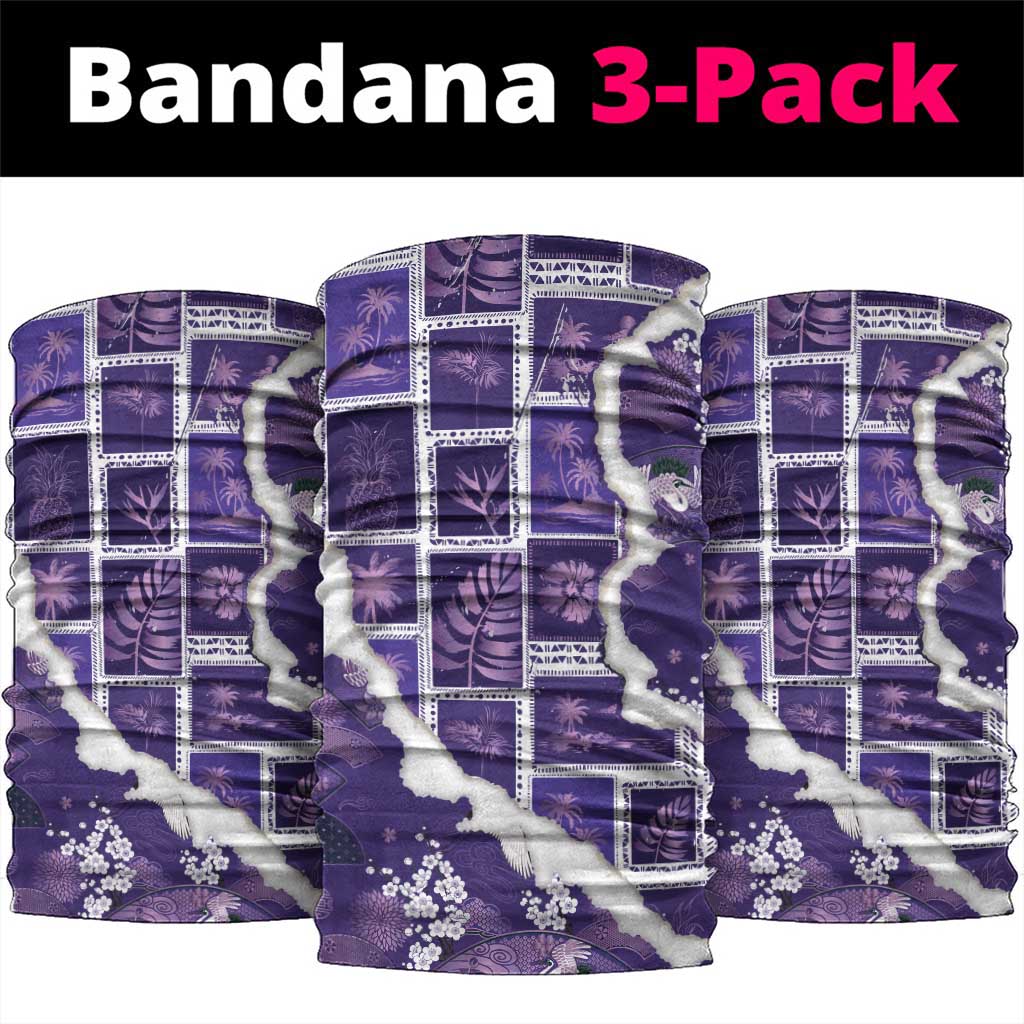 Hawaii Japanese Culture Purple Neck Gaiter Spring Cranes Aloha Pattern