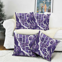 Hawaii Japanese Culture Purple Pillow Cover Spring Cranes Aloha Pattern