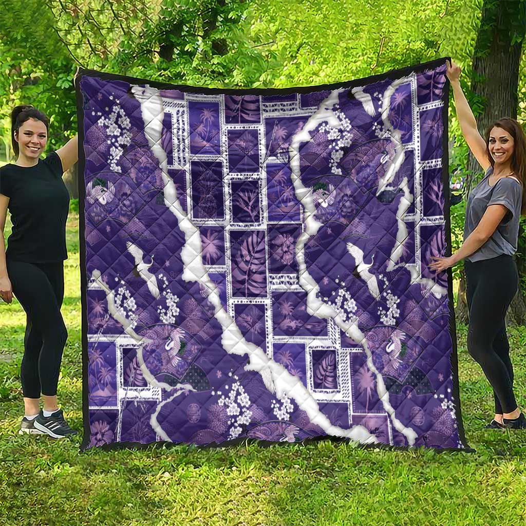 Hawaii Japanese Culture Purple Quilt Spring Cranes Aloha Pattern LT01 - Polynesian Pride