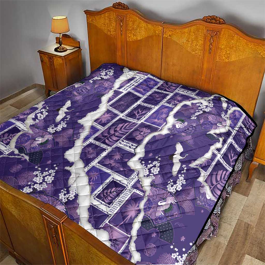 Hawaii Japanese Culture Purple Quilt Spring Cranes Aloha Pattern LT01 - Polynesian Pride