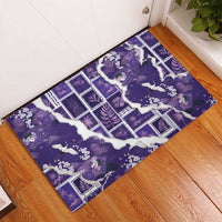 Hawaii Japanese Culture Purple Rubber Doormat Spring Cranes Aloha Pattern LT01 - Polynesian Pride
