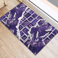 Hawaii Japanese Culture Purple Rubber Doormat Spring Cranes Aloha Pattern LT01 - Polynesian Pride